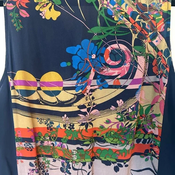 Anthropologie Leifnotes Silk Printed Blue Dress Size 6 - Picture 6 of 8